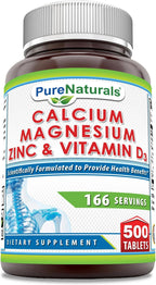 Pure Naturals Calcio, Magnesio, Zinc y Vitamina D3 - 150 Comprimidos