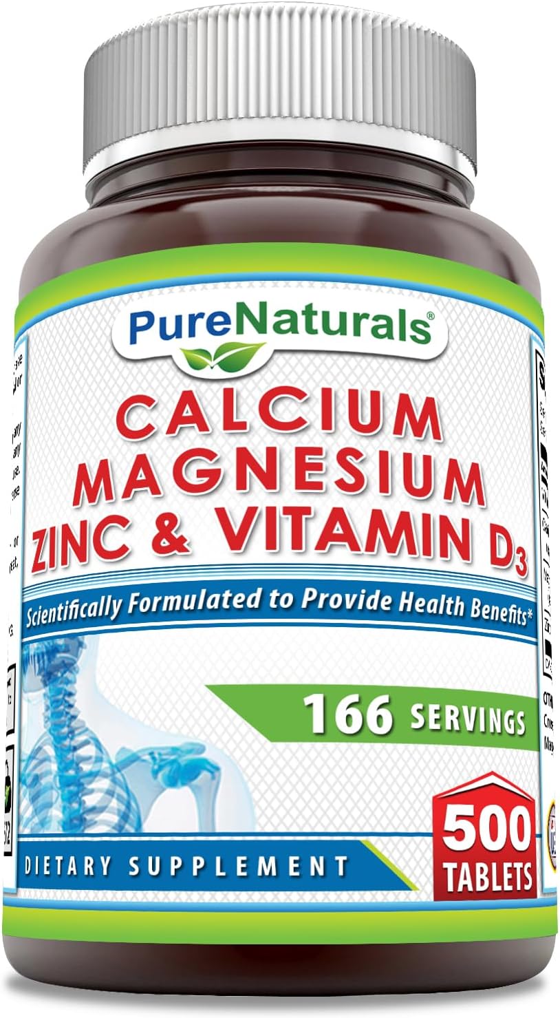 Pure Naturals Calcio, Magnesio, Zinc y Vitamina D3 - 150 Comprimidos