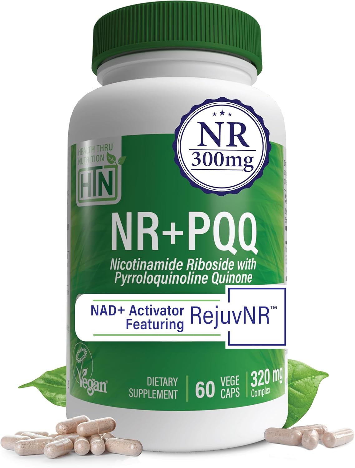 Health Thru Nutrition Activador NAD+ con NR y PQQ | 300mg Nicotinamida Ribósido + 20mg PQQ | 60 Cápsulas