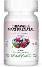 Maxi Health Chewable Prenatal Vitamins with Iron, Biotin, Pantothenic Acid & Magnesium - 90 Tablets