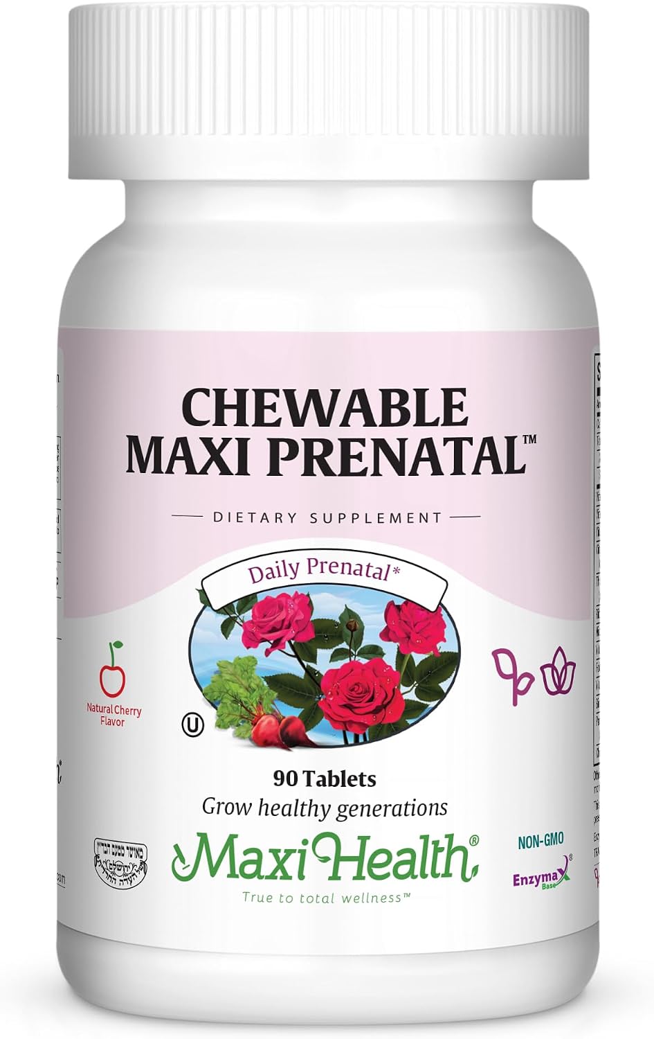 Maxi Health Chewable Prenatal Vitamins with Iron, Biotin, Pantothenic Acid & Magnesium - 90 Tablets