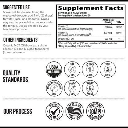 Organic Plant D3 + K2 (5000 UI D3) - – Vitamina K2 como all-trans MK7 de MenaQ7: la forma más bioactiva de K2, – Image 6