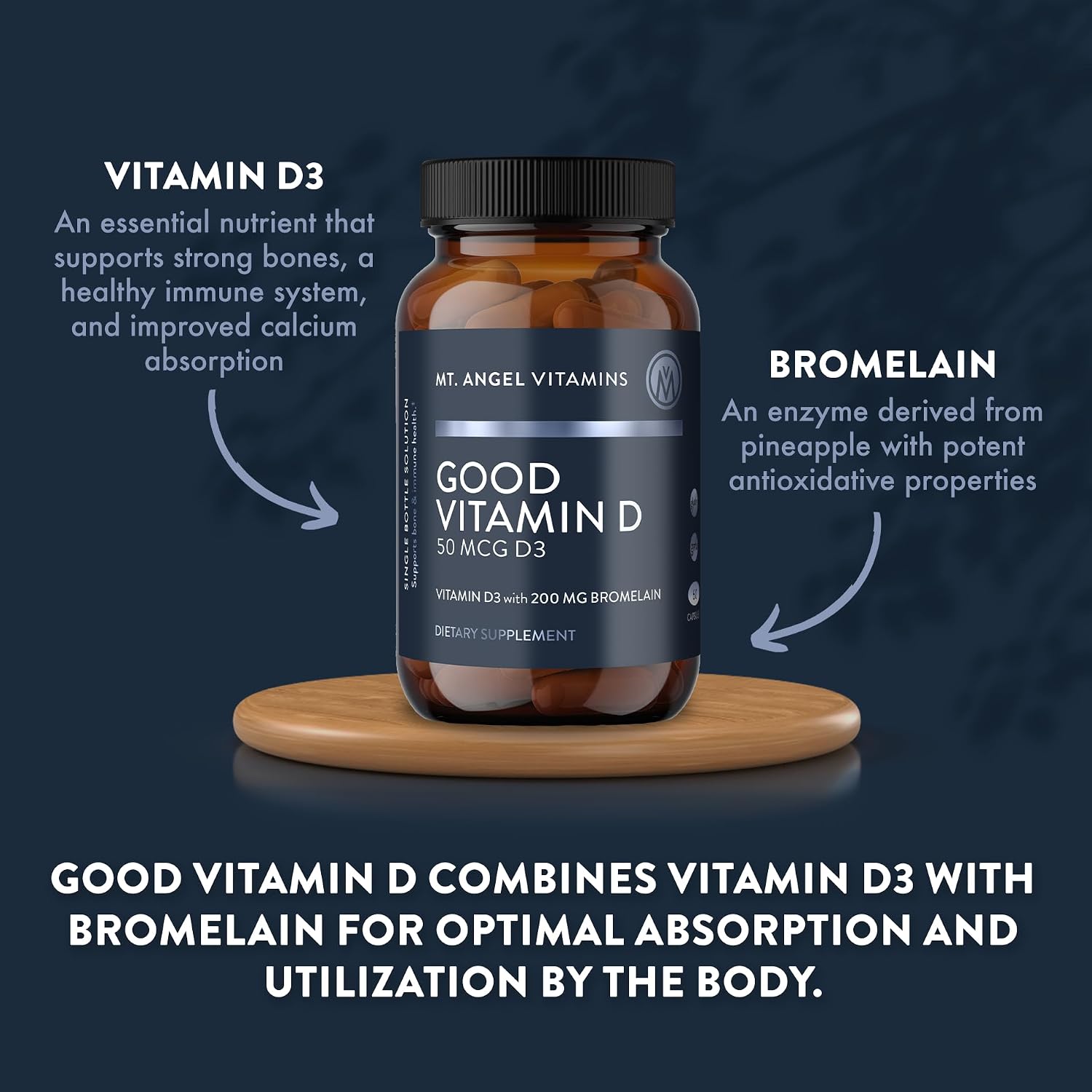 Good Vitamin D, 2000 IU Vitamin D3 with Bromelain (60 Capsules)
