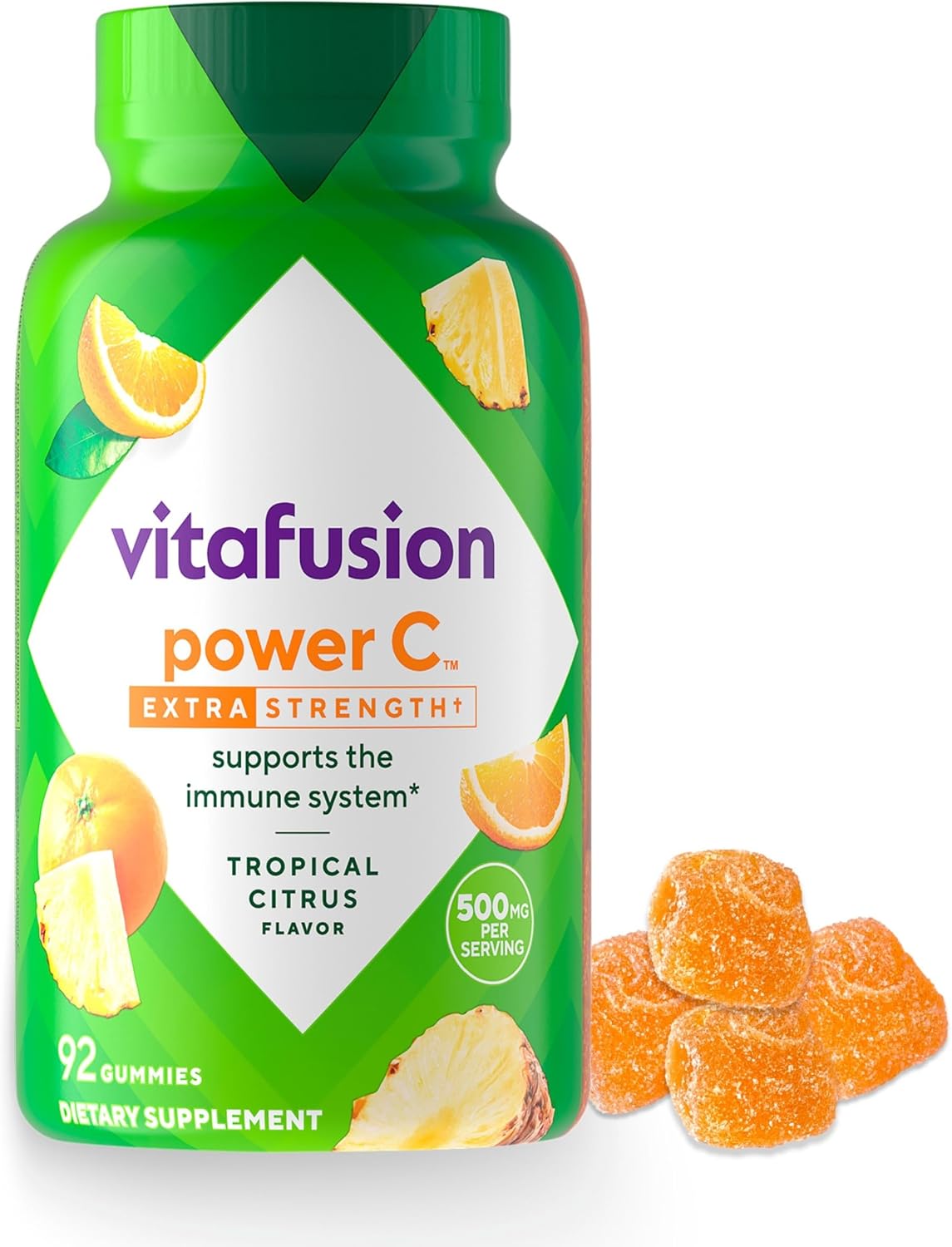 vitafusion Extra Strength Power C Gominolas de Vitamina C, Sabor Cítrico Tropical, 92 unidades