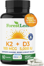 ForestLeaf Vitamin D3 10,000 IU | Vitamina D3 para Huesos, Dientes y Sistema Inmunológico | Cápsulas Fáciles de Tragar | Suministro para 6 Meses, 180 Cápsulas