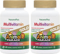 NaturesPlus Animal Parade Gold Multivitamínico Infantil - 60 Comprimidos Masticables Sabores Cereza, Naranja y Uva (Pack de 2)