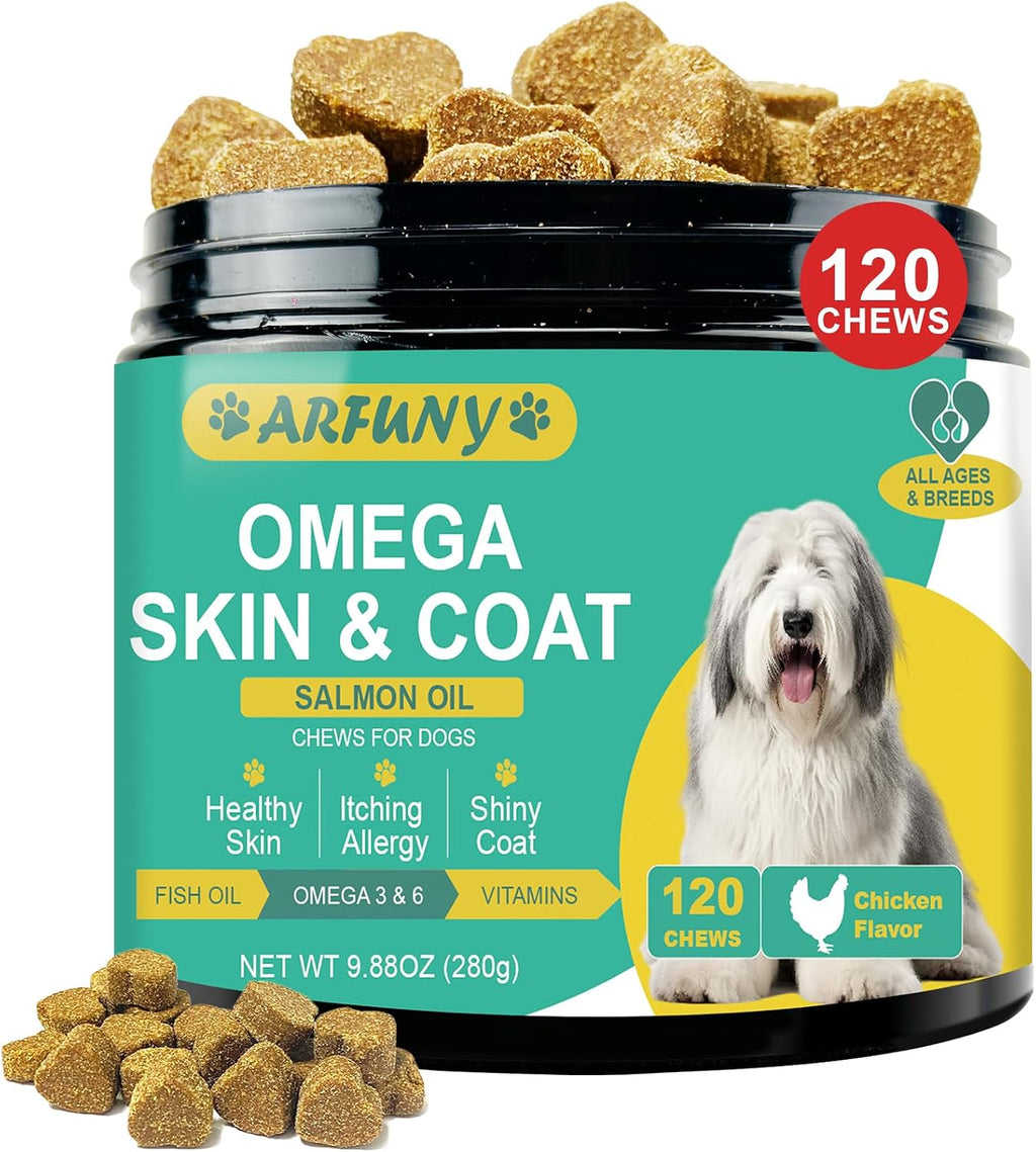 Omega 3 para Perros - 120 Chews de Aceite de Salmón con Vitaminas