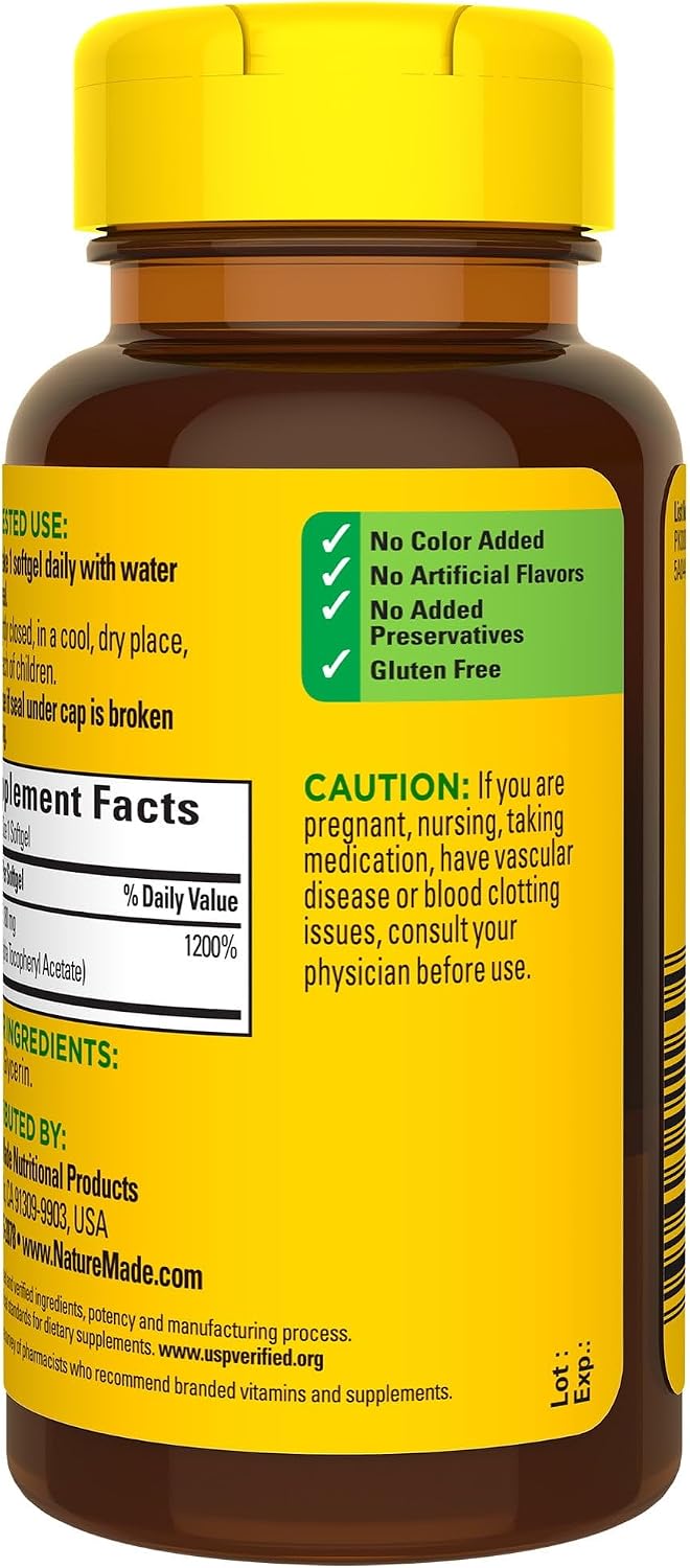 Nature Made Vitamin E 400 IU (180 mg) dl-Alpha, 100 Softgels