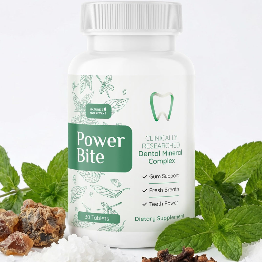 PowerBite – Calcio, Xilitol, Mirra y Clavo – 30 Comprimidos Masticables, Suministro para 3 Meses
