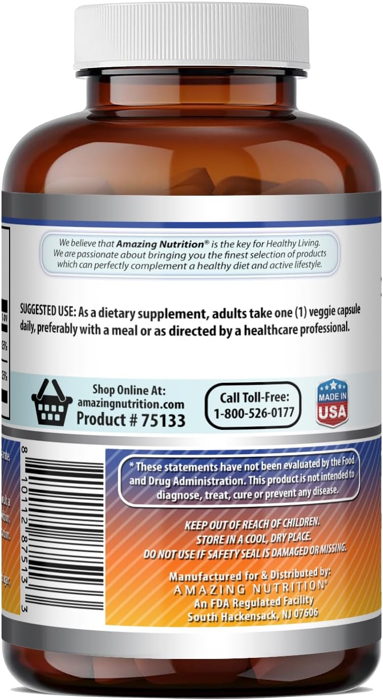 Amazing Formulas Vitamina D3 5000 UI con Vitamina K2 100 mcg - 250 Cápsulas Vegetales