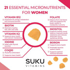 SUKU Multivitamínico Completo para Mujeres - 60 Gominolas sabor Piña y Melocotón