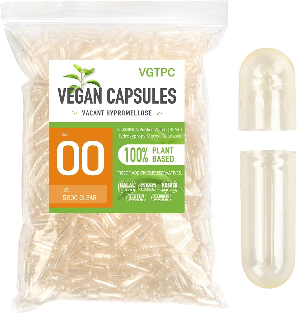 Cápsulas Veganas Vacías Tamaño 00 Separadas - 5000 Unidades - VGTPC