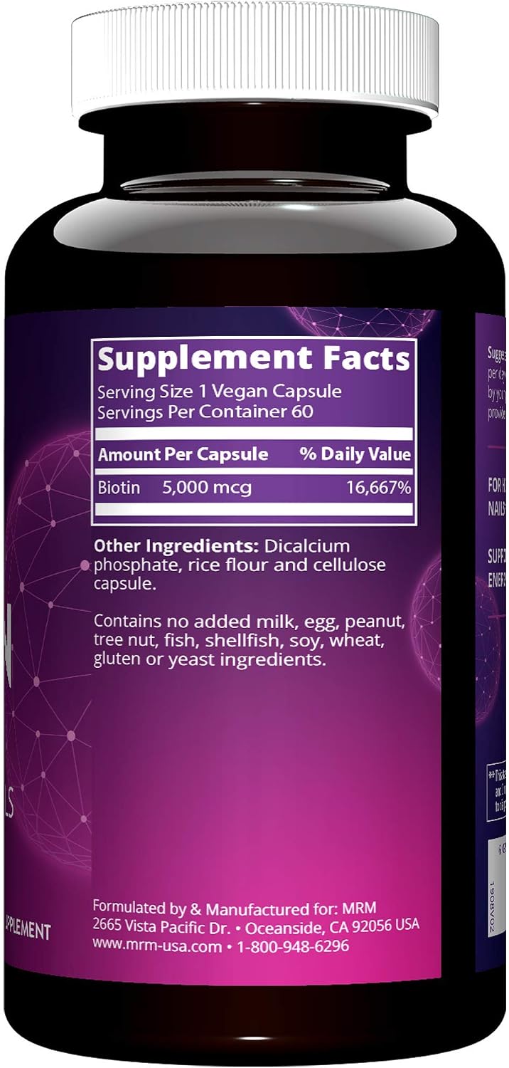 Biotina 5000 mcg - 60 Cápsulas Veganas - MRM Nutrition