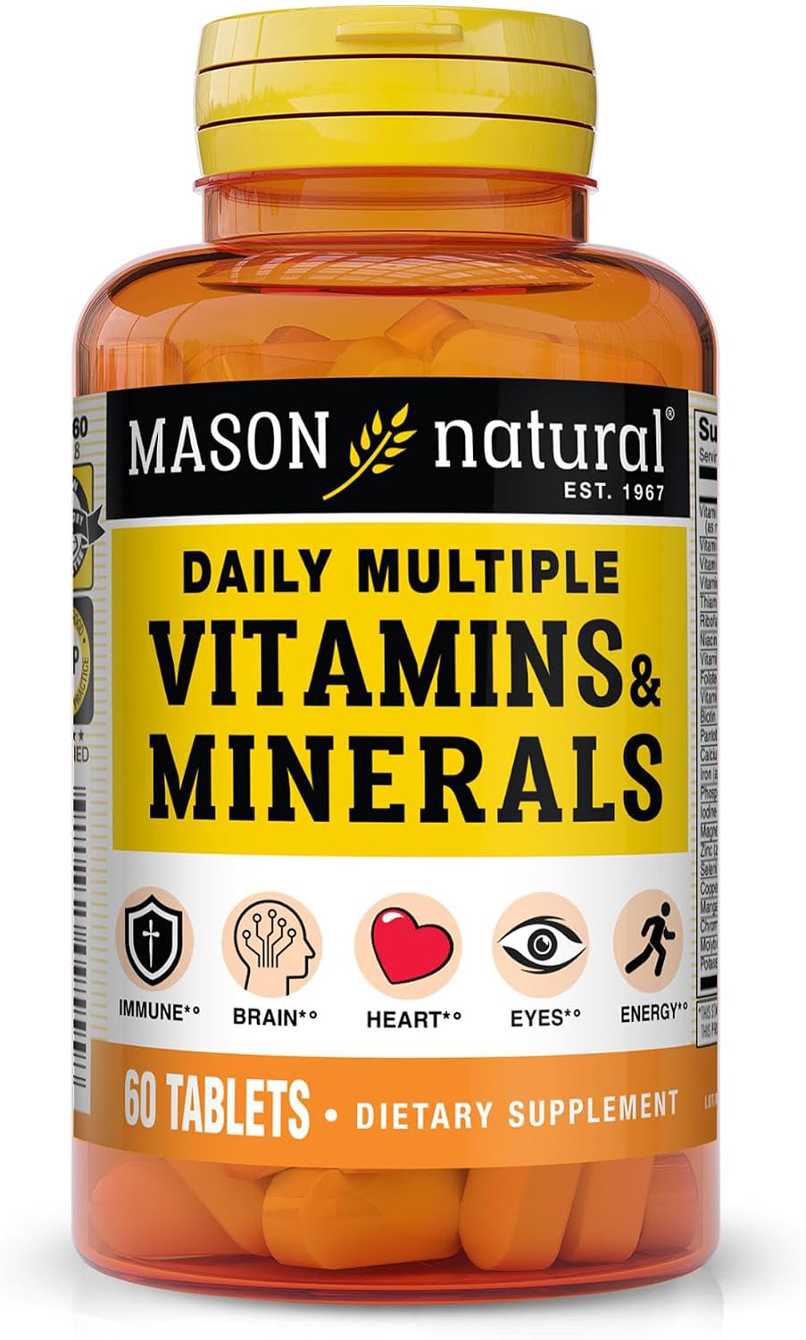 MASON NATURAL Multivitamínico Diario con Minerales - 24 Nutrientes Esenciales - 60 Comprimidos