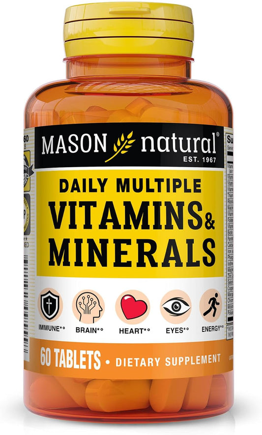 MASON NATURAL Multivitamínico Diario con Minerales - 24 Nutrientes Esenciales - 60 Comprimidos
