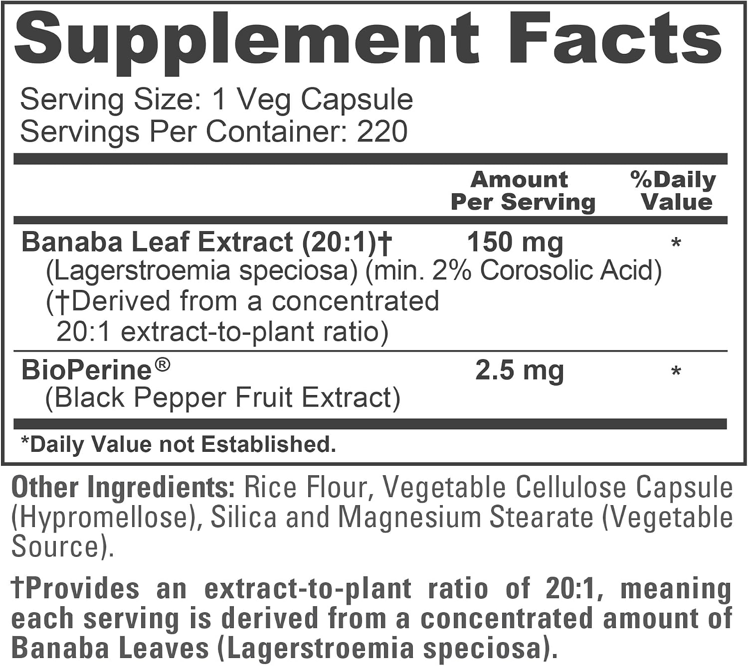NusaPure Banaba Leaf, 150 mg, 220 Cápsulas Vegetales (No-GMO, Vegano)