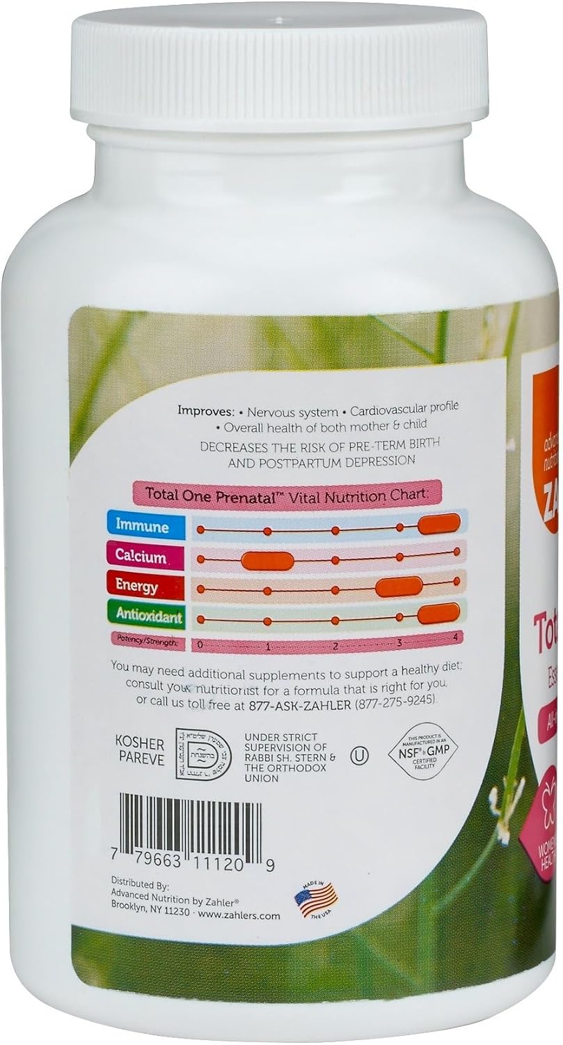 Zahler Total One Prenatal - Multivitamin Complex for Pregnancy, 90 Capsules