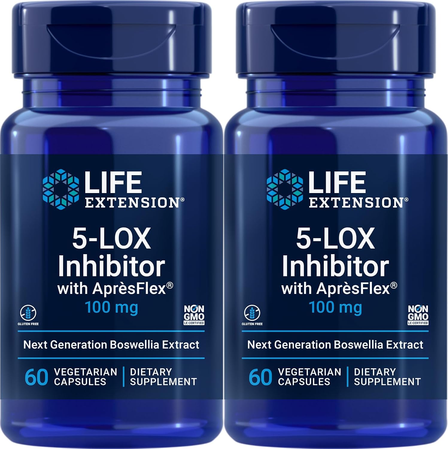 Life Extension 5-LOX Inhibitor con AprèFlex 100 mg, 60 Cápsulas Vegetarianas (Pack de 2)