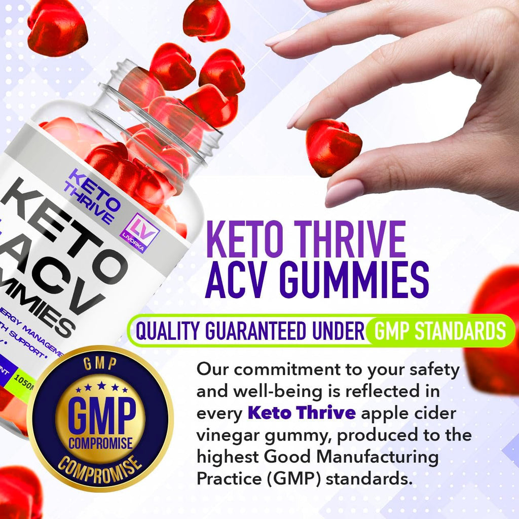 3 Pack - Keto Thrive ACV Gummies, Gominolas de Vinagre de Manzana 1050mg, 60 Gomitas por Botella