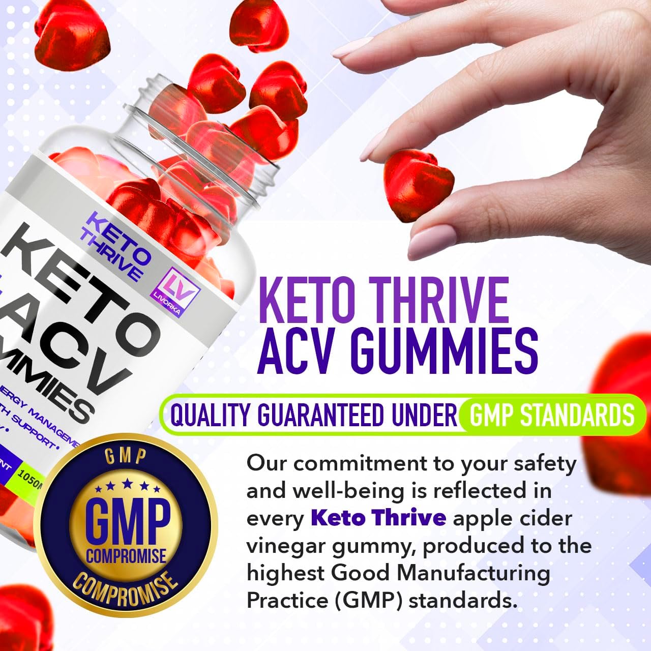 Keto Thrive ACV Gummies - 60 Gominolas de Vinagre de Manzana