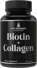Biotina y Colágeno Suplemento – 10.000 mcg Biotina + Colágeno Bovino para Cabello Débil y Quebradizo. Complejo Vitamínico Avanzado 2 en 1. Apoya un Cabello más Grueso y Saludable para Mujeres y Hombres