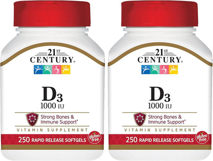 21st Century D3 1000 IU Softgels, 250 Count – Absorción de calcio y fósforo: Facilita la absorción y utilización – Image 4