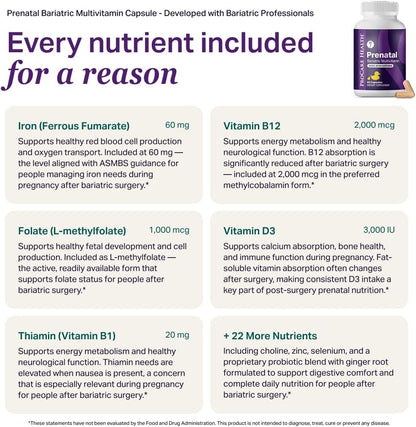 ProCare Health Vitaminas Prenatales Bariátricas con Hierro (60 Cápsulas) – Image 6