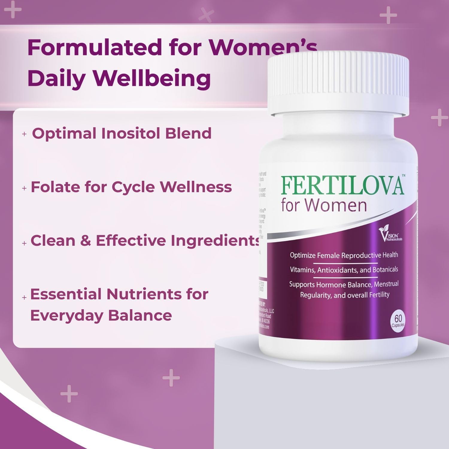 Fertilova - Complemento de Fertilidad para Mujer | 2 Meses de Suministro | 60 Cápsulas Veganas