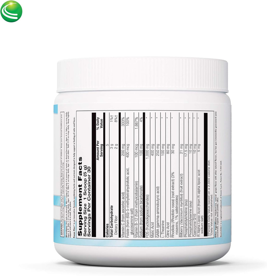 Nutra BioGenesis Focus Fizz - GABA y L-Teanina para Relajación y Enfoque