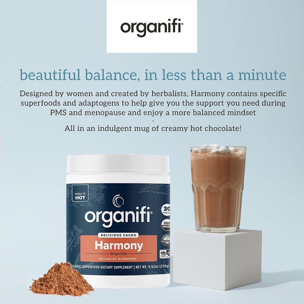 Organifi Harmony - Equilibrio Hormonal para Mujeres con Cacao Superfood, 30 Servicios