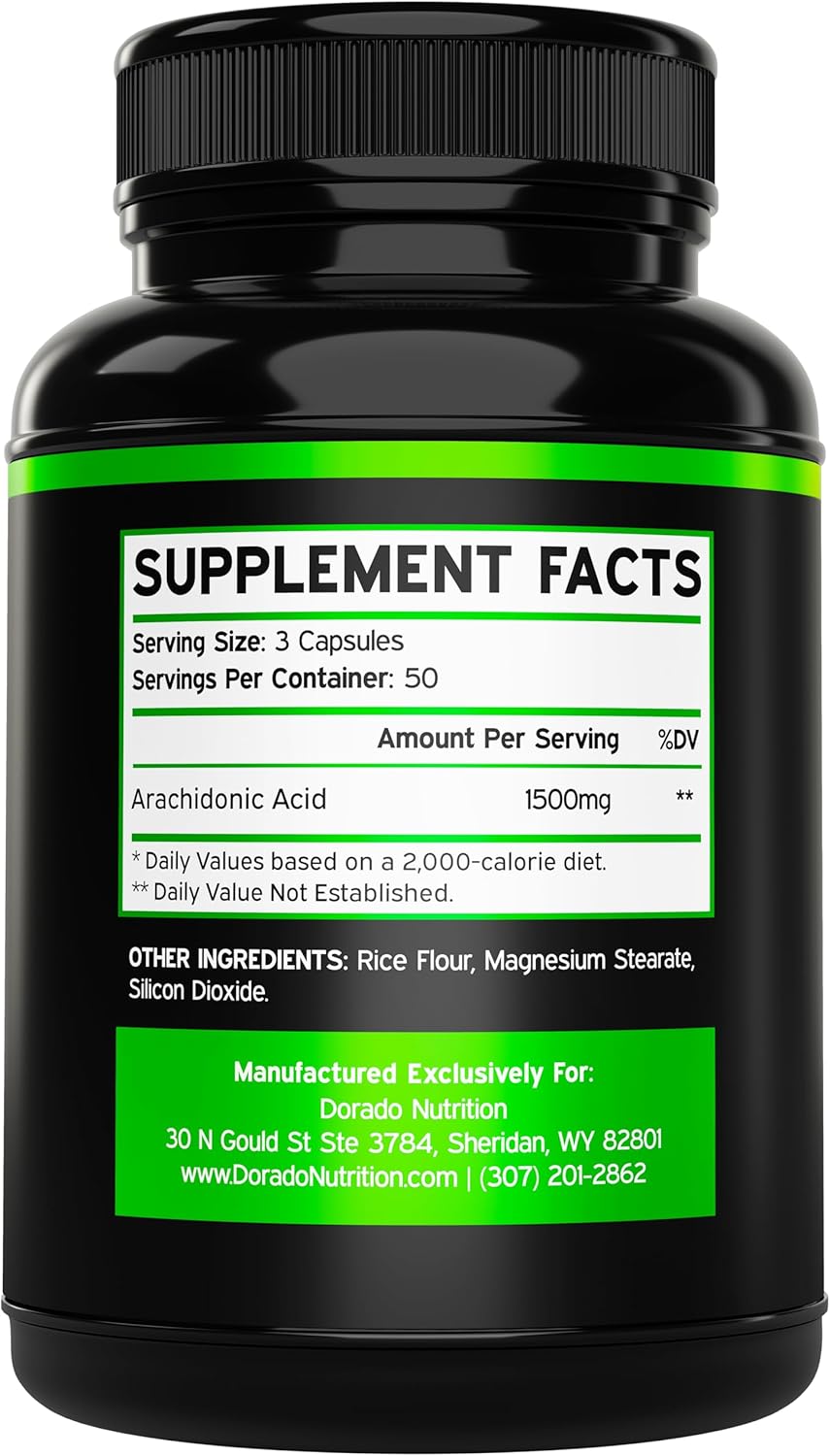 Ácido Araquidónico 1500mg (150 Cápsulas) - Suplemento para Masa Muscular y Fuerza