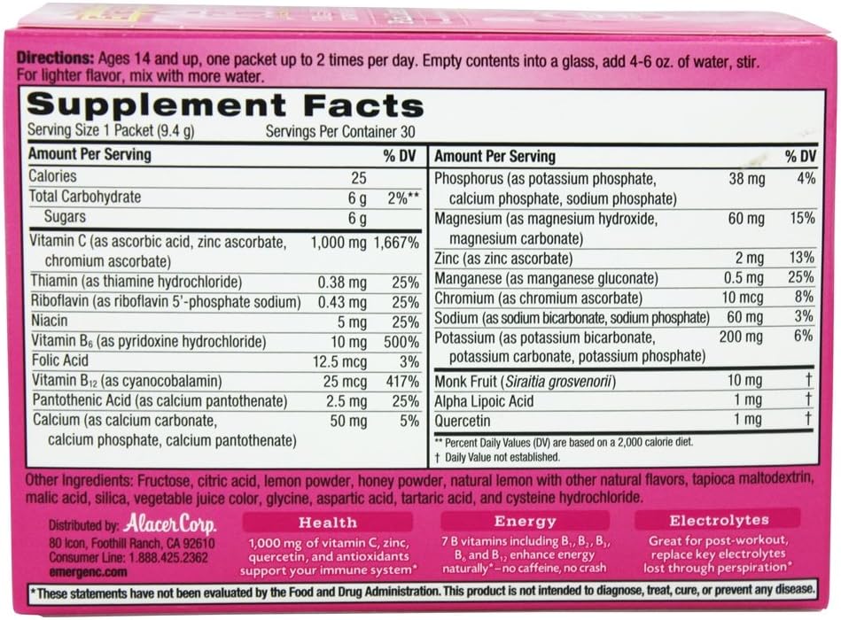 Emergen-C Pink Lemonade 30 sobres