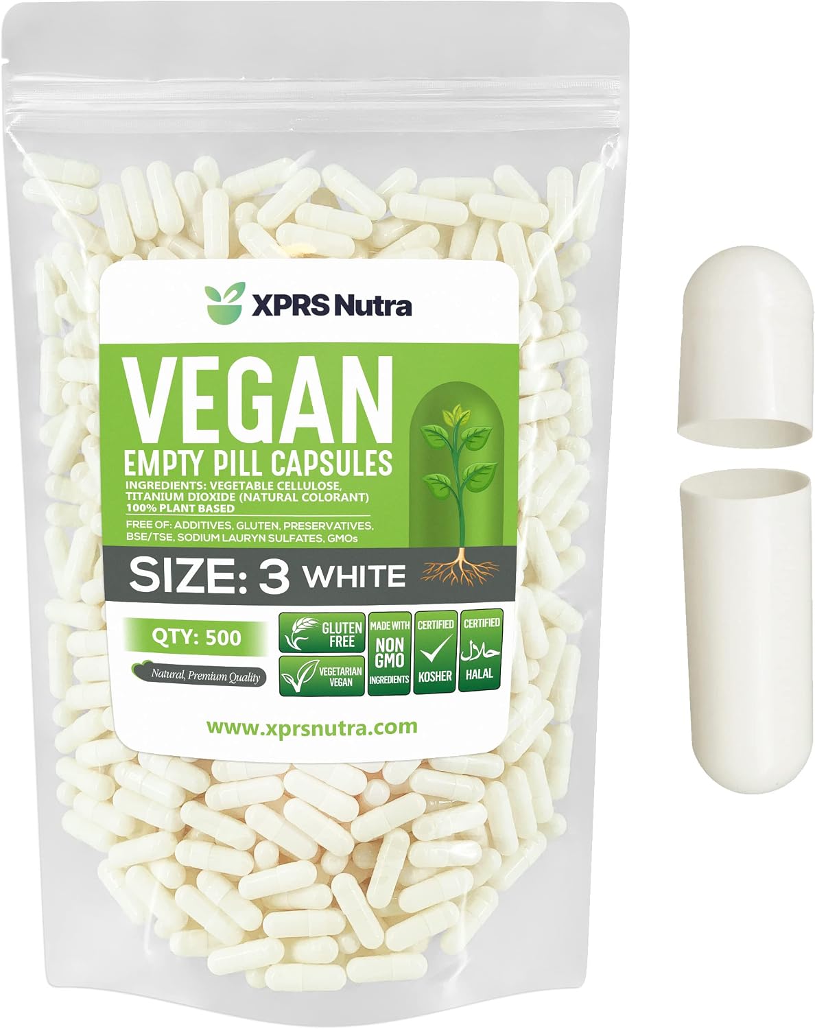 XPRS Nutra Cápsulas Vacías Tamaño 3 - 1000 uds - Veganas