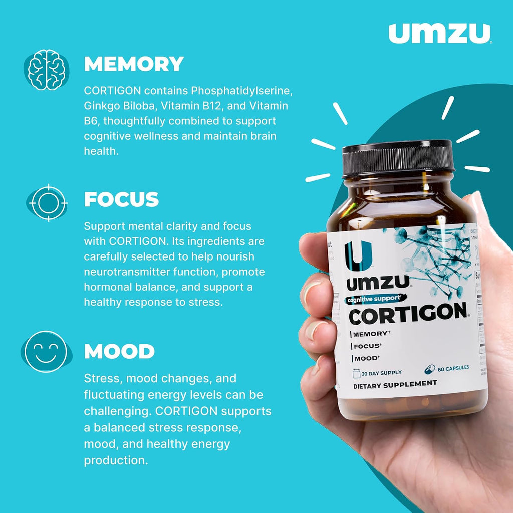UMZU Cortigon - Suplemento con ginkgo biloba, fosfatidilserina, vitaminas B12 y B6