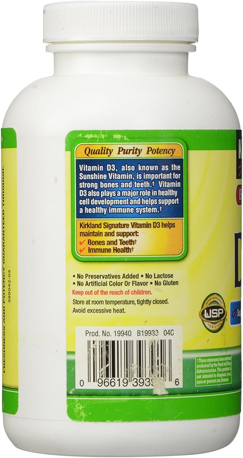 Kirkland Signature Vitamina D3 2000 UI 600 Cápsulas Blandas (Pack de 3)