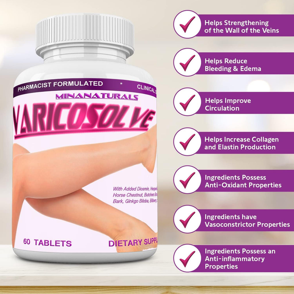 MINANATURALS VARICOSOLVE Suplemento Natural para las Venas de las Piernas - 60 Cápsulas