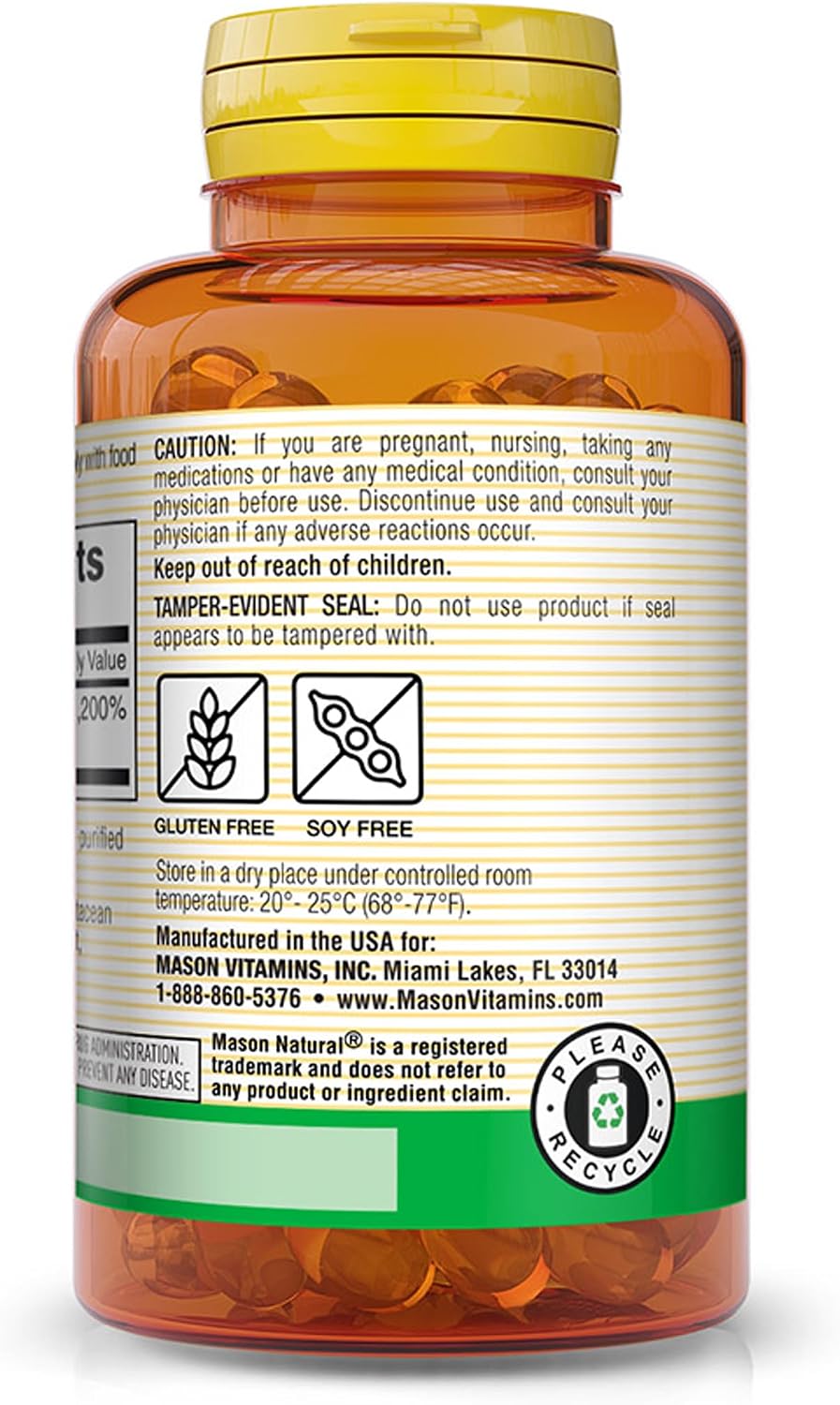 Mason Natural Vitamin E, 180 mg (400 IU), 100 Softgels