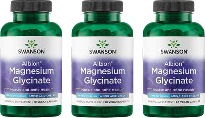 Swanson Albion Magnesium Glycinate - 90 – El magnesio contribuye a la función muscular normal. – Image 1