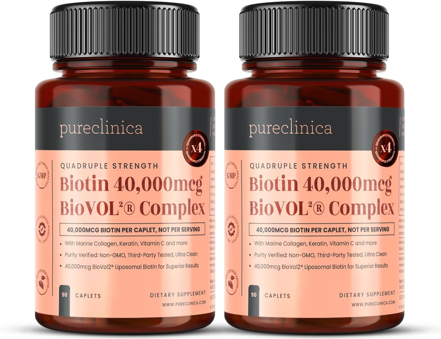 pureclinica Biotina 400% Potencia 40.000mcg 90 Caplets