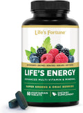 Life's Energy Multivitamínico Diario Avanzado para Hombres y Mujeres, con Super Greens, Antioxidantes y Enzimas - Sin Hierro, Vegetariano, 60 Comprimidos