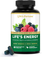 Life's Energy Multivitamínico Diario Avanzado para Hombres y Mujeres, con Super Greens, Antioxidantes y Enzimas - Sin Hierro, Vegetariano, 60 Comprimidos