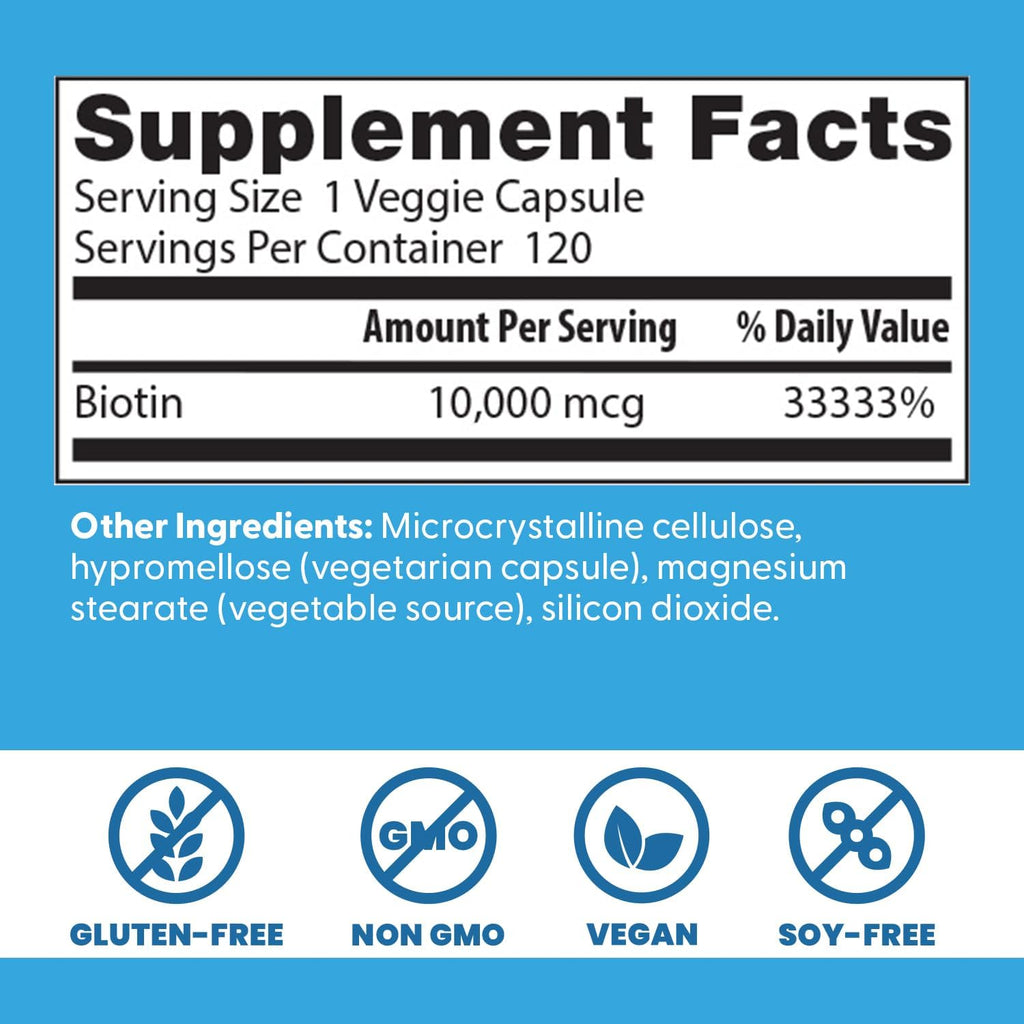 Doctor's Best Biotina 10000 mcg - 120 Cápsulas Veganas
