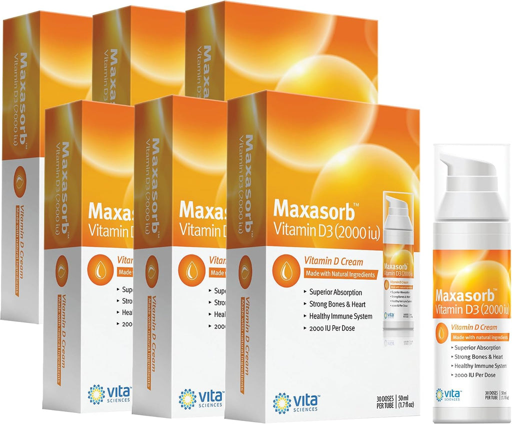 Vita Sciences Maxasorb Vitamin D3 Cream 2000 IU – Topical, Fast Absorption, 1.7 oz