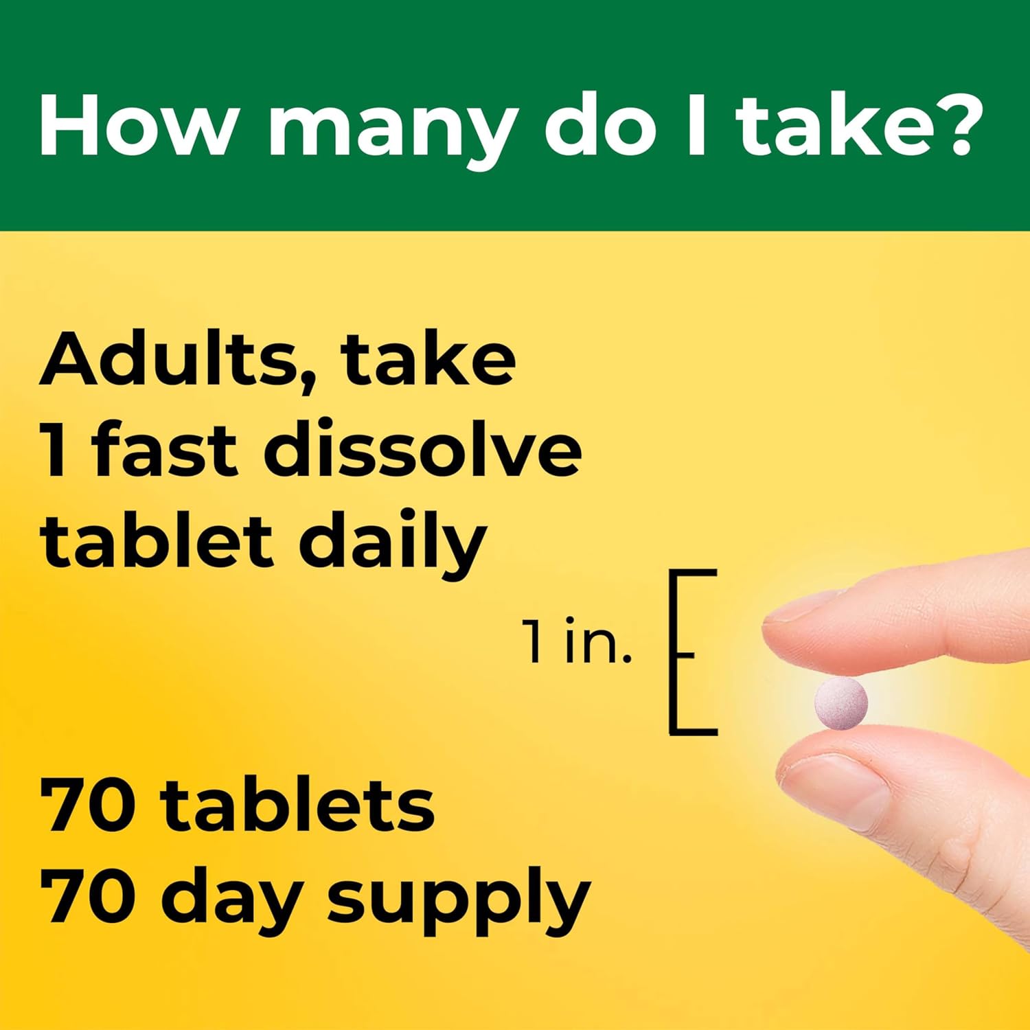 Nature Made Vitamina D3 5000 IU (125 mcg) Extra Strength, Comprimidos Bucodispersables Sin Azúcar, 70 Unidades