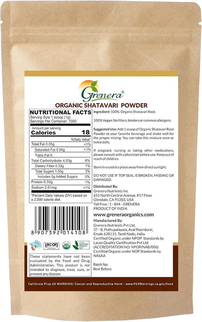 Grenera Organic Shatavari Powder - Raíz de Shatavari Orgánica USDA - Un Solo Ingrediente, Sin OGM, Sin Gluten - Asparagus – Image 7