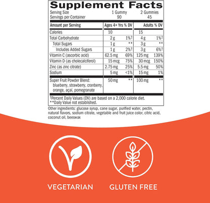 Nature's Way Immune Power, Gominolas de Vitaminas C y D con Zinc, Sabor Fresa-Naranja, 90 Gominolas – Image 4