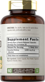 Carlyle Suplemento de Riñón de Ternera Grass Fed, 200 Cápsulas, 3000mg