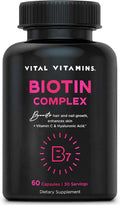 Vital Vitamins Biotin Complex con Ácido Hialurónico y Colágeno - 60 Cápsulas