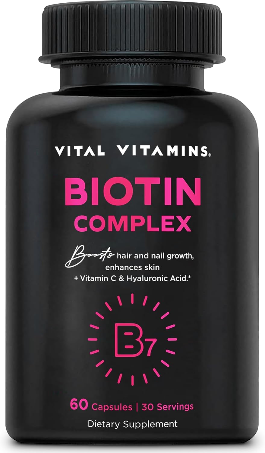 Vital Vitamins Biotin Complex con Ácido Hialurónico y Colágeno - 60 Cápsulas