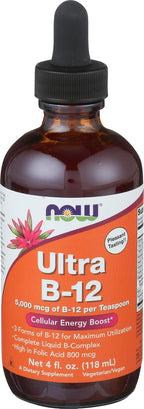 NOW Foods Ultra B-12 Líquido con 800 mcg de Ácido Fólico, 118 ml